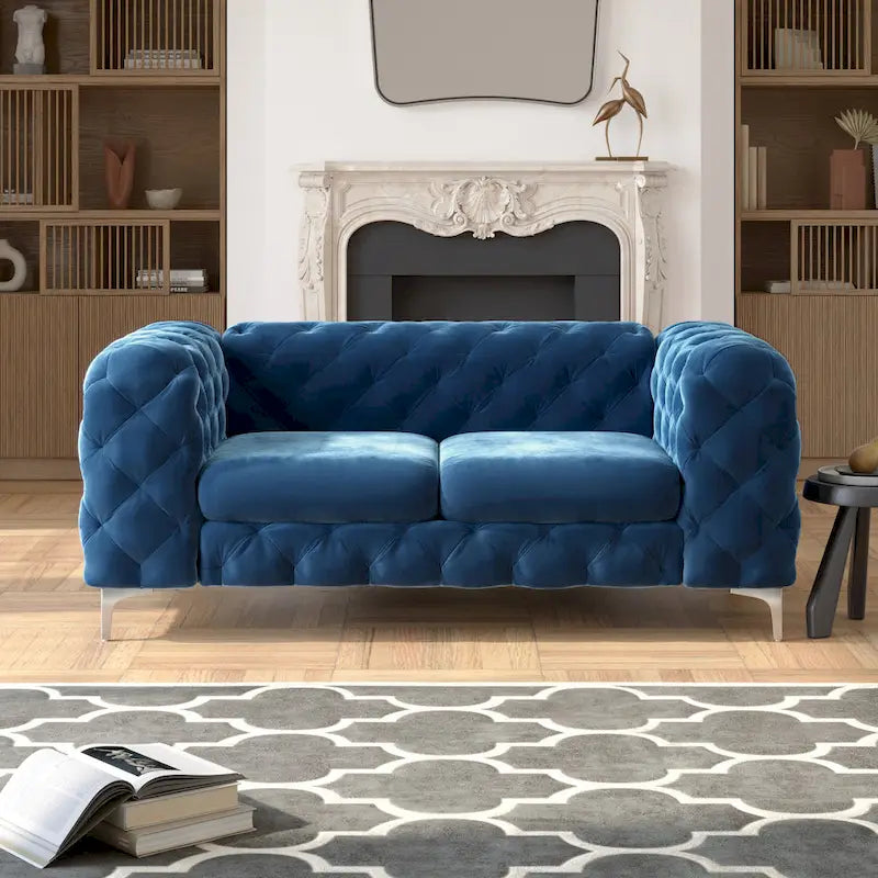 Corvus Aosta Tufted Velvet Chesterfield Loveseat