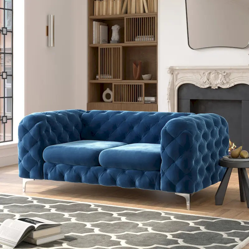 Corvus Aosta Tufted Velvet Chesterfield Loveseat