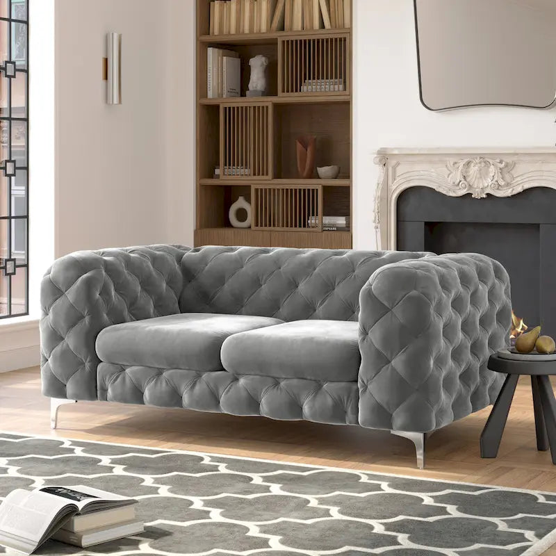 Corvus Aosta Tufted Velvet Chesterfield Loveseat