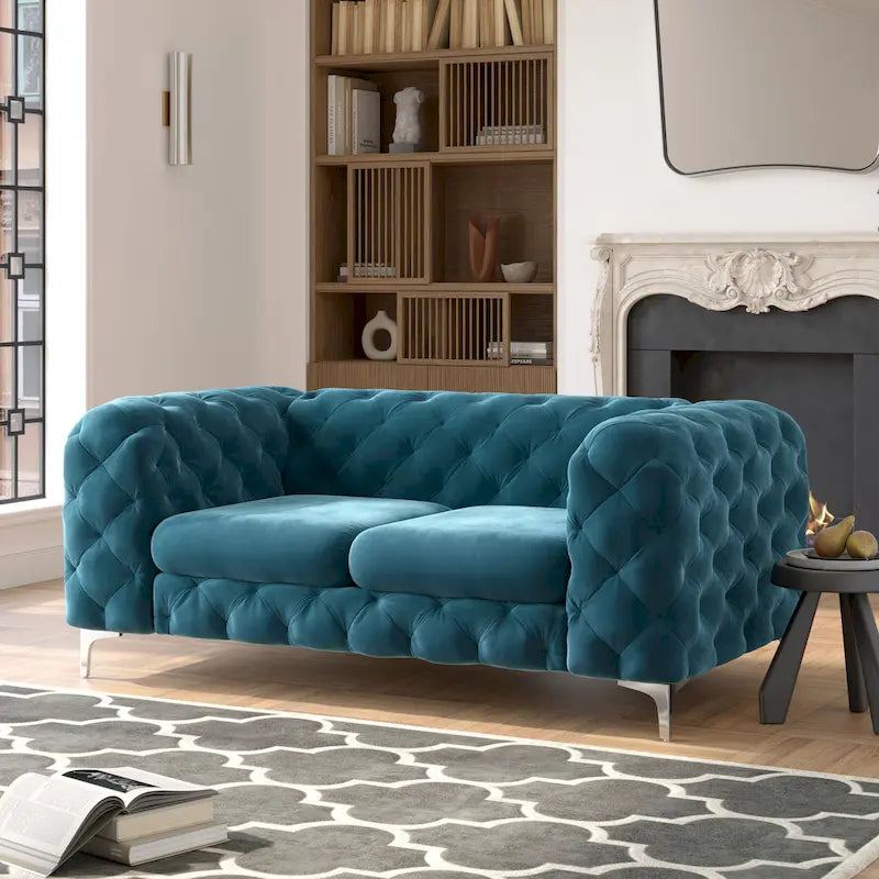 Corvus Aosta Tufted Velvet Chesterfield Loveseat