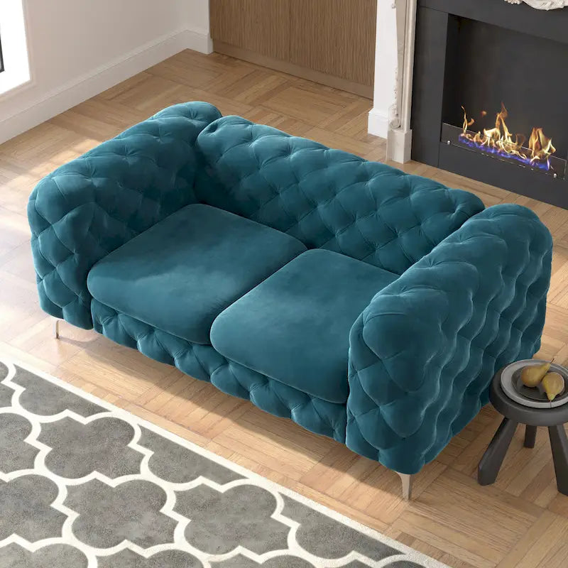 Corvus Aosta Tufted Velvet Chesterfield Loveseat