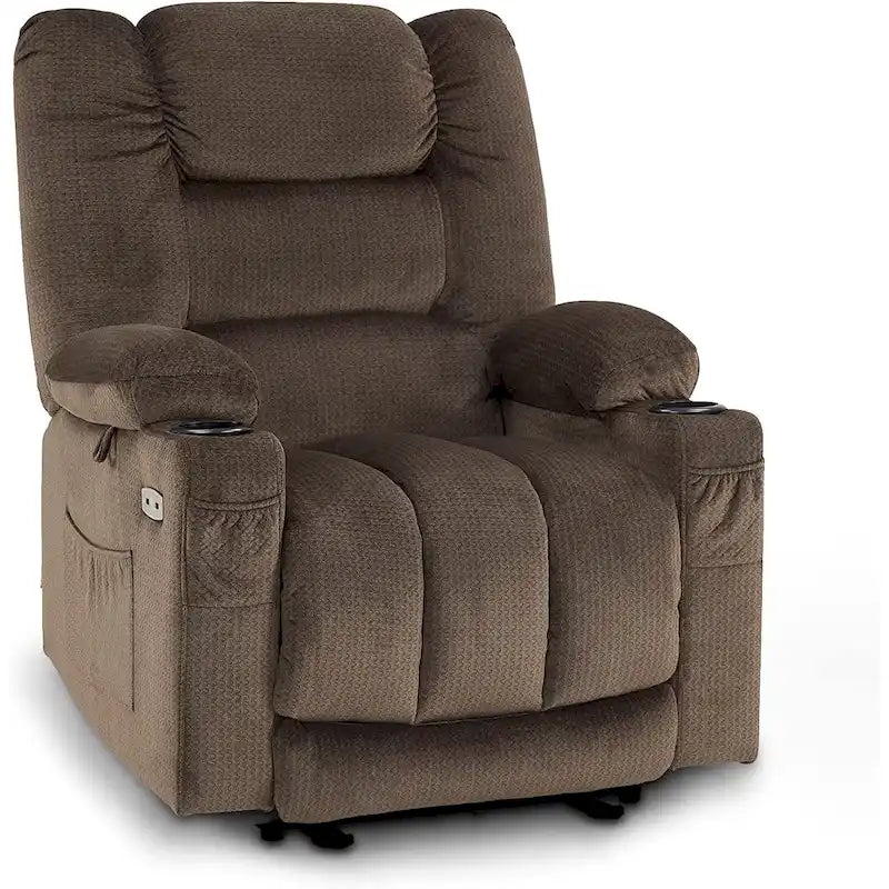 MCombo Electric Power Recliner Chair with Heat and Massage, Fabric 6079/PR670
