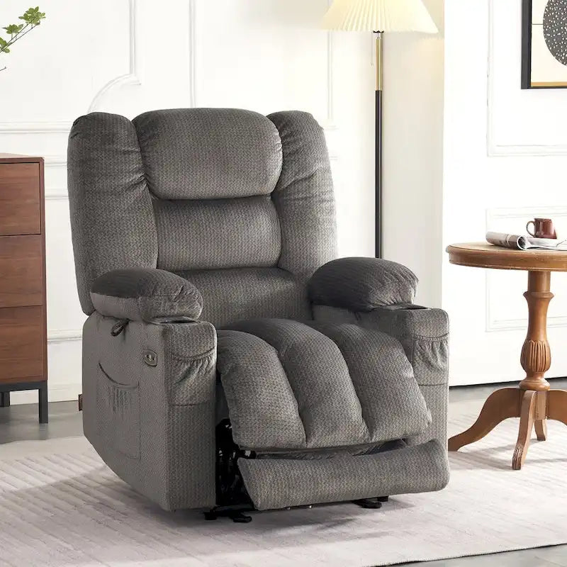 MCombo Electric Power Recliner Chair with Heat and Massage, Fabric 6079/PR670