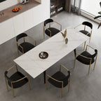 7 - Piece Extendable Sintered Stone Dining Table Dining Set With 6 Fabric Chairs
