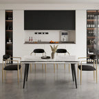 7 - Piece Extendable Sintered Stone Dining Table Dining Set With 6 Fabric Chairs