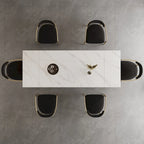 7 - Piece Extendable Sintered Stone Dining Table Dining Set With 6 Fabric Chairs