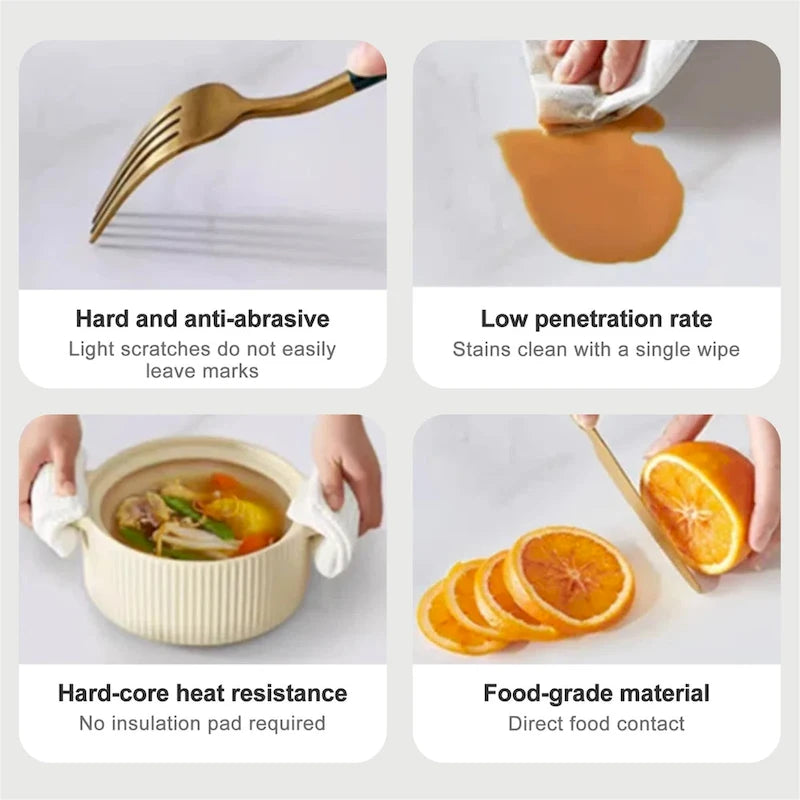 7 - Piece Extendable Sintered Stone Dining Table Dining Set With 6 Fabric Chairs