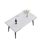 7 - Piece Extendable Sintered Stone Dining Table Dining Set With 6 Fabric Chairs