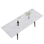 7 - Piece Extendable Sintered Stone Dining Table Dining Set With 6 Fabric Chairs