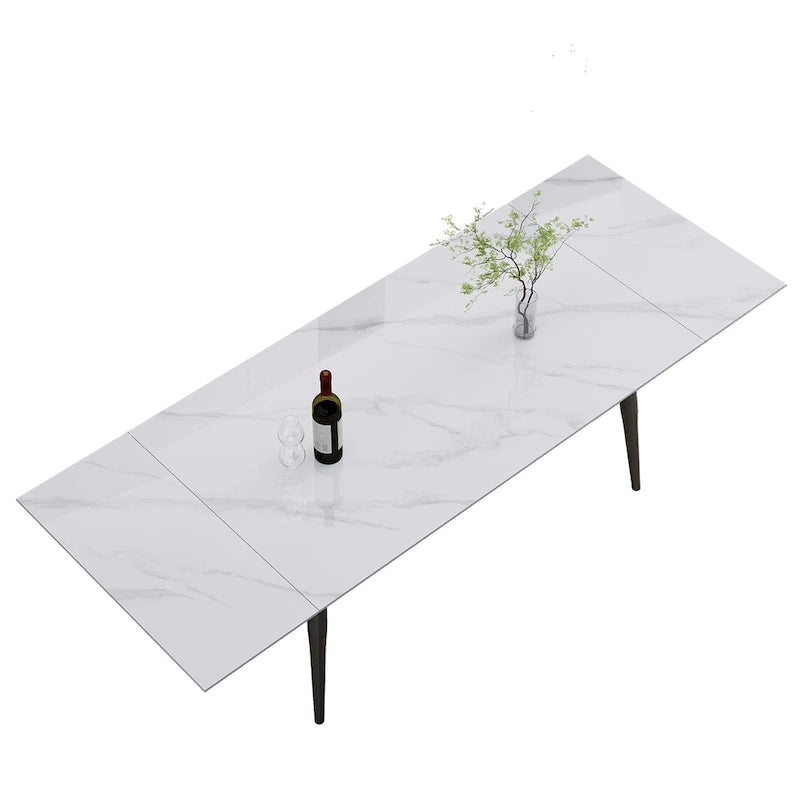 7 - Piece Extendable Sintered Stone Dining Table Dining Set With 6 Fabric Chairs