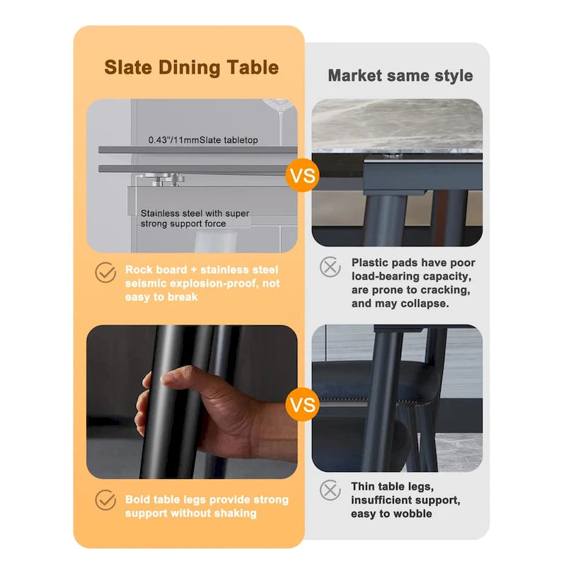 7 - Piece Extendable Sintered Stone Dining Table Dining Set With 6 Fabric Chairs