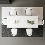 7 - Piece Extendable Sintered Stone Dining Table Dining Set With 6 Fabric Chairs