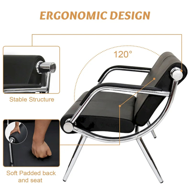 Kinbor 1/2/3-Seat Leather Waiting Chair Reception Bench for Salon Barber Bank Hospital