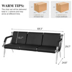 Kinbor 1/2/3-Seat Leather Waiting Chair Reception Bench for Salon Barber Bank Hospital