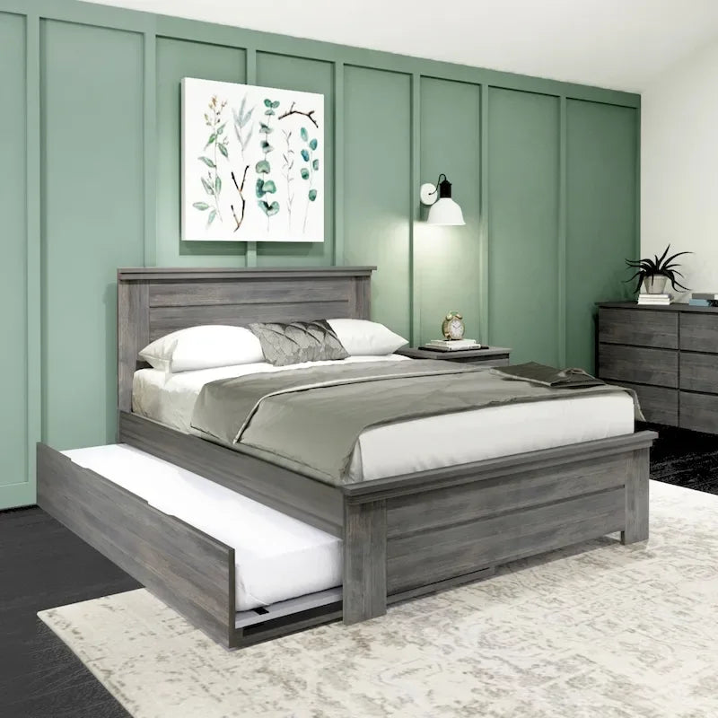 Plank and Beam Farmhouse Full Bed with Panel Headboard with Trundle
