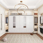 Modular Majesty Double Wardrobe Mirror-Front Storage Closet Armoires