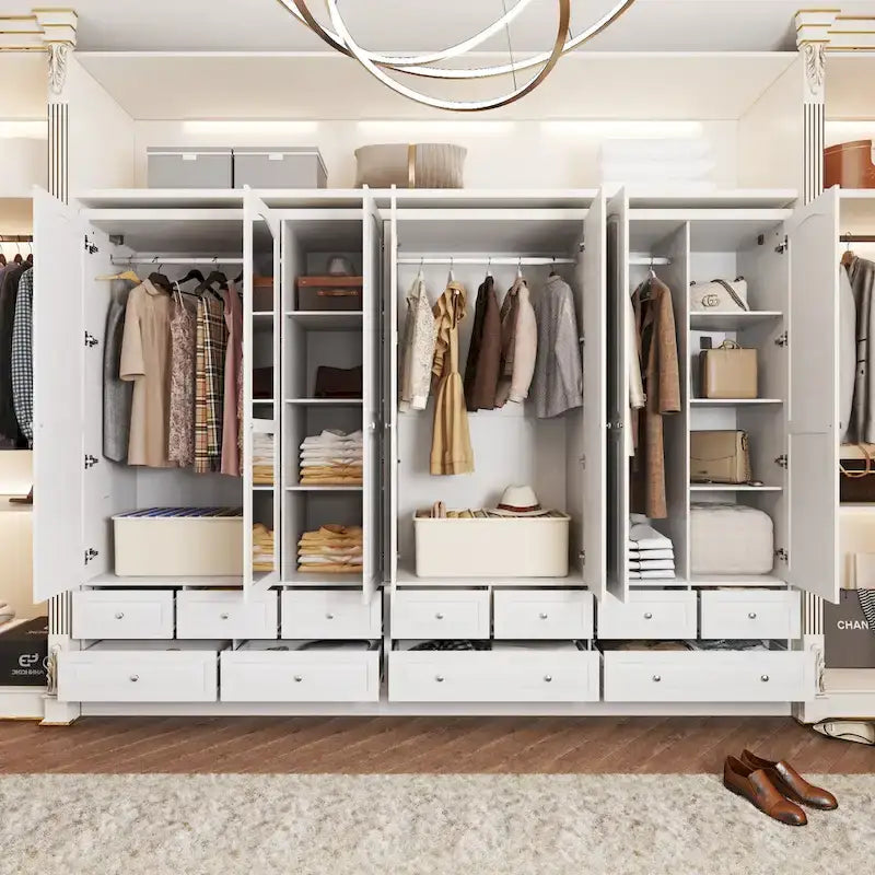 Modular Majesty Double Wardrobe Mirror-Front Storage Closet Armoires