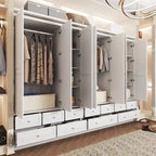 Modular Majesty Double Wardrobe Mirror-Front Storage Closet Armoires