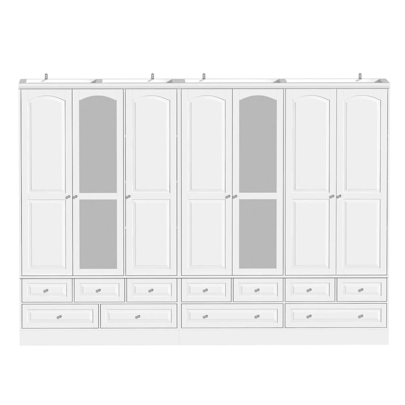 Modular Majesty Double Wardrobe Mirror-Front Storage Closet Armoires