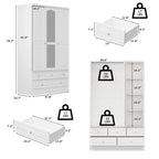 Modular Majesty Double Wardrobe Mirror-Front Storage Closet Armoires