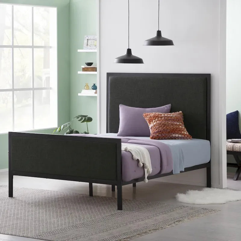 New Heights Clarke Metal and Upholstered Bed