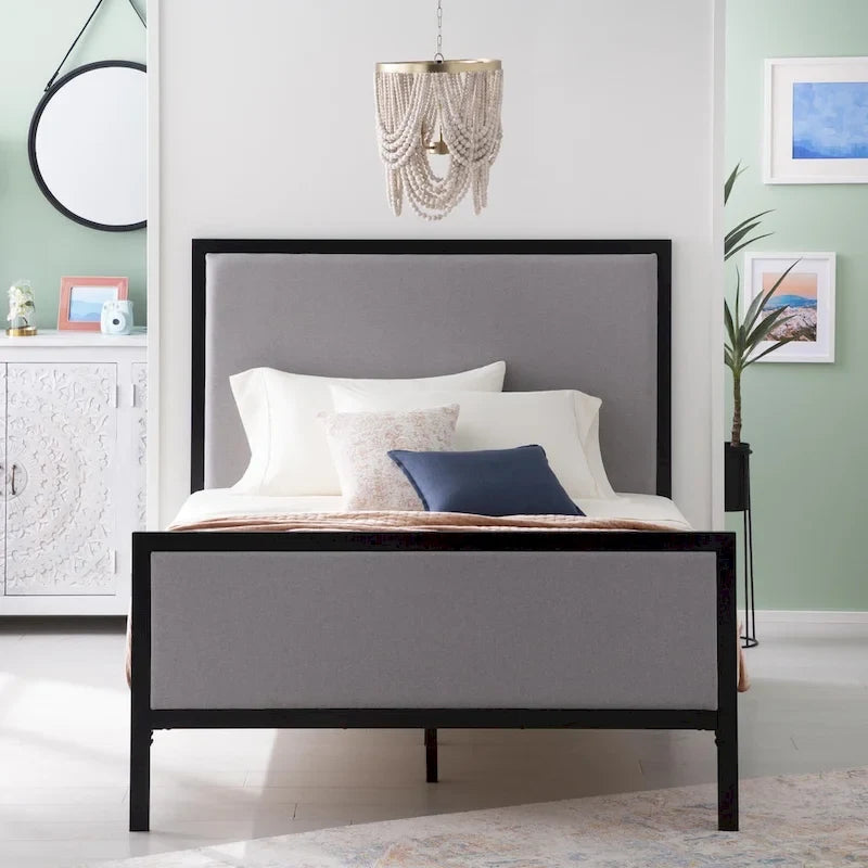 New Heights Clarke Metal and Upholstered Bed