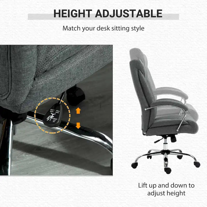 Vinsetto High Back Swivel Home Office Chair Task Ergonomic Linen Fabric Computer Chair, with Arm, Adjustable Height