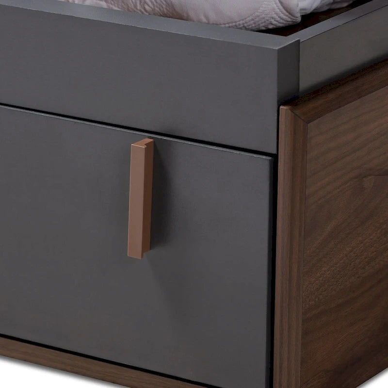 Contemporary Queen Size Platform Storage Bed