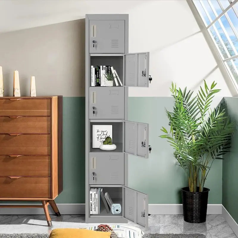 6 Doors Metal Locker Storage Cabinet for Home Office,School