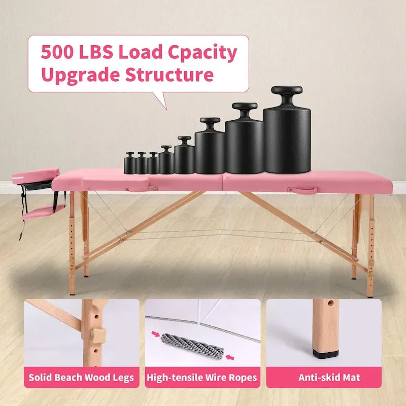 Massage Table 84 Inches Long Portable with Carry Case Table