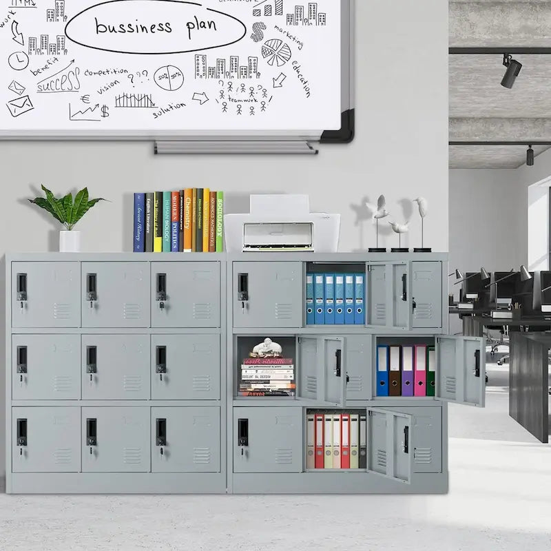 9 Doors Metal Lockers Storage Cabinet for School Office Gym