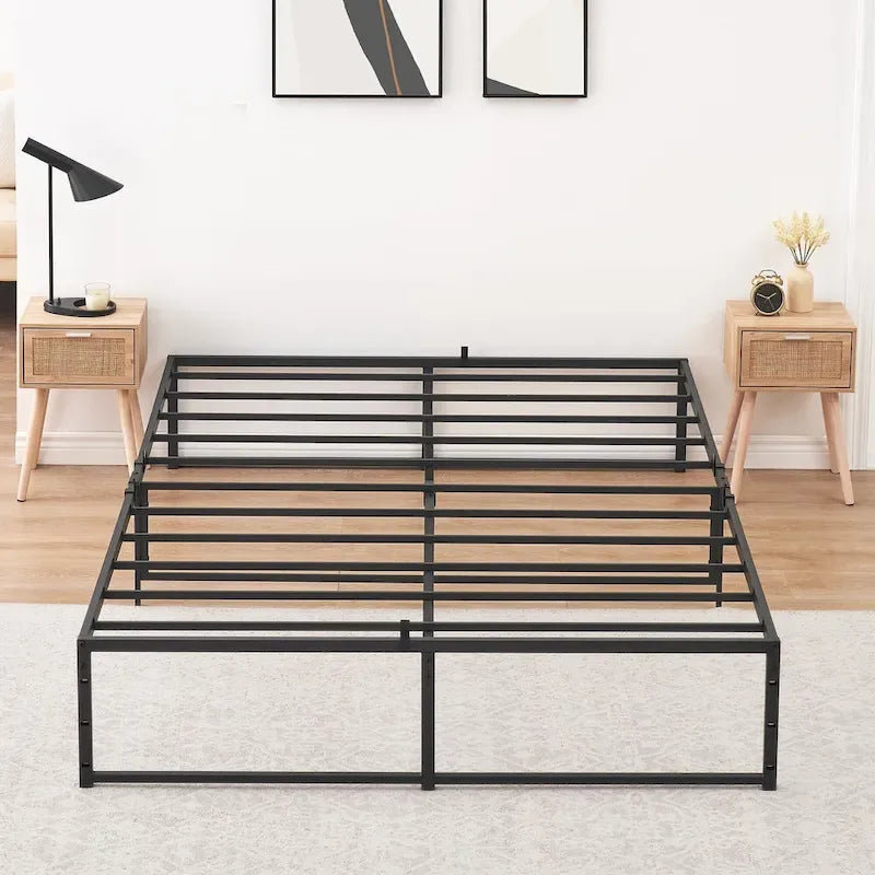 14 inch Metal Bed Platform Frame with 3 in 1 Steel Support