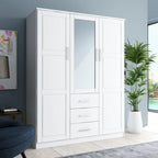 Palace Imports 100% Solid Wood Cosmo 3-Door Wardrobe Armoire with Solid Wood or Mirrored Doors