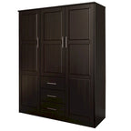 Palace Imports 100% Solid Wood Cosmo 3-Door Wardrobe Armoire with Solid Wood or Mirrored Doors
