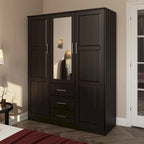 Palace Imports 100% Solid Wood Cosmo 3-Door Wardrobe Armoire with Solid Wood or Mirrored Doors