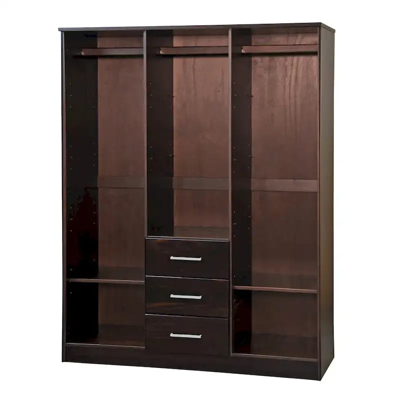 Palace Imports 100% Solid Wood Cosmo 3-Door Wardrobe Armoire with Solid Wood or Mirrored Doors