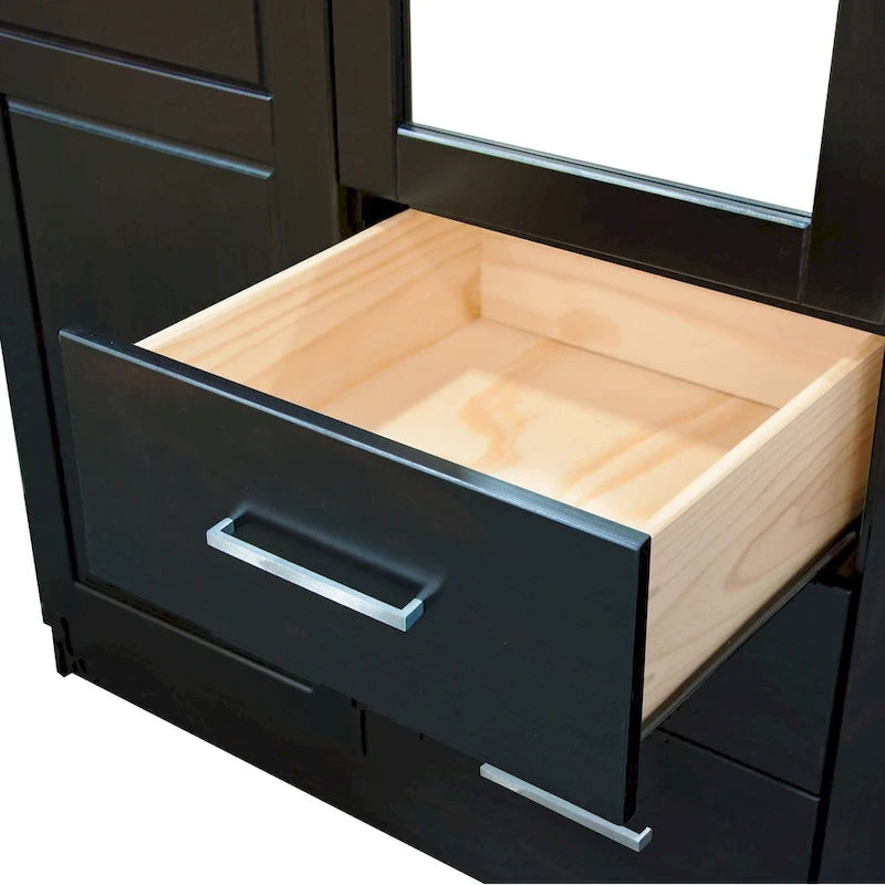 Palace Imports 100% Solid Wood Cosmo 3-Door Wardrobe Armoire with Solid Wood or Mirrored Doors