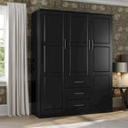 Palace Imports 100% Solid Wood Cosmo 3-Door Wardrobe Armoire with Solid Wood or Mirrored Doors