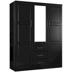 Palace Imports 100% Solid Wood Cosmo 3-Door Wardrobe Armoire with Solid Wood or Mirrored Doors
