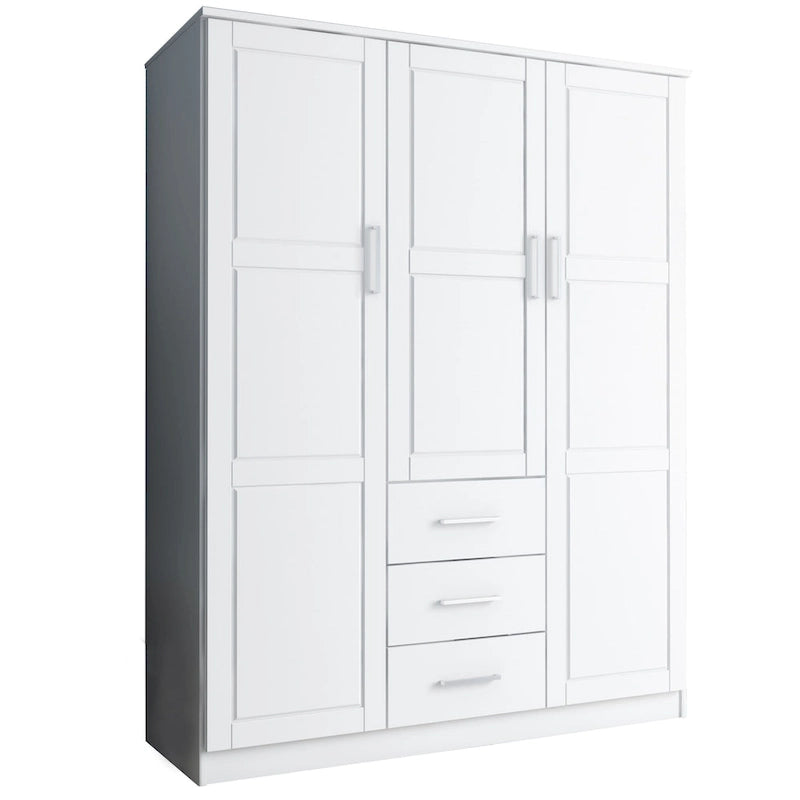 Palace Imports 100% Solid Wood Cosmo 3-Door Wardrobe Armoire with Solid Wood or Mirrored Doors