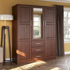 Palace Imports 100% Solid Wood Cosmo 3-Door Wardrobe Armoire with Solid Wood or Mirrored Doors