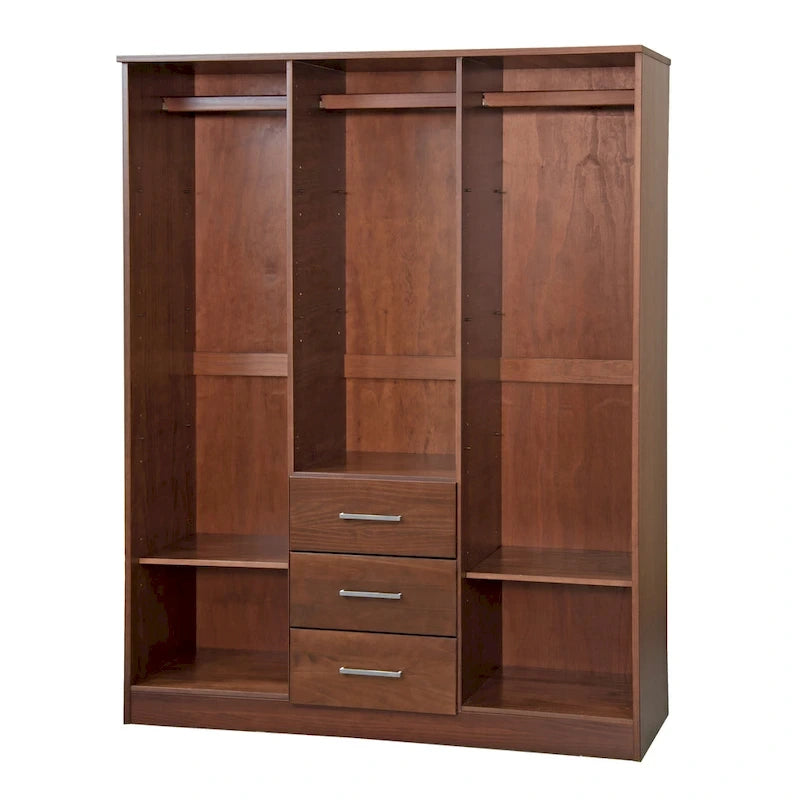 Palace Imports 100% Solid Wood Cosmo 3-Door Wardrobe Armoire with Solid Wood or Mirrored Doors