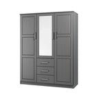 Palace Imports 100% Solid Wood Cosmo 3-Door Wardrobe Armoire with Solid Wood or Mirrored Doors