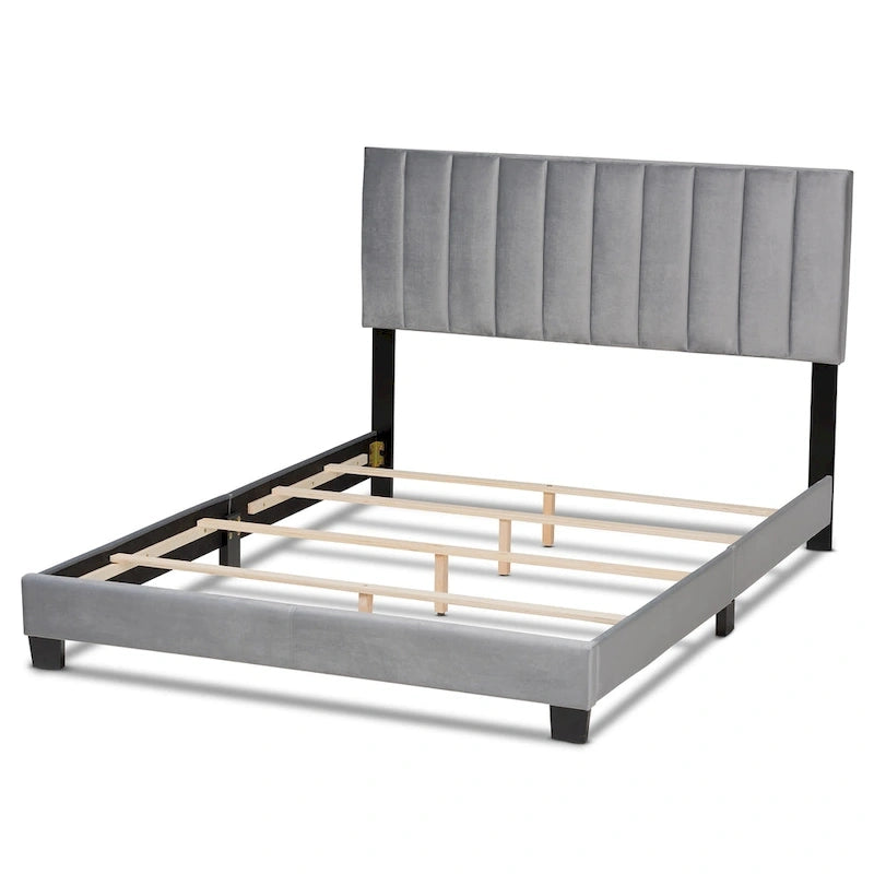 Silver Orchid Sten Glam and Luxe Upholstered Panel Bed with Headboard