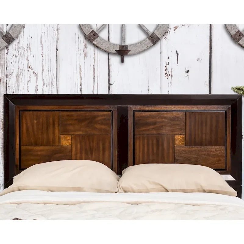 Furniture of America Wigh Rustic Walnut Solid Wood Panel Bed