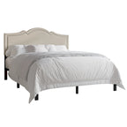 CraftPorch Elegant Linen Nailhead Upholstered Platform Bed