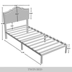 CraftPorch Elegant Linen Nailhead Upholstered Platform Bed