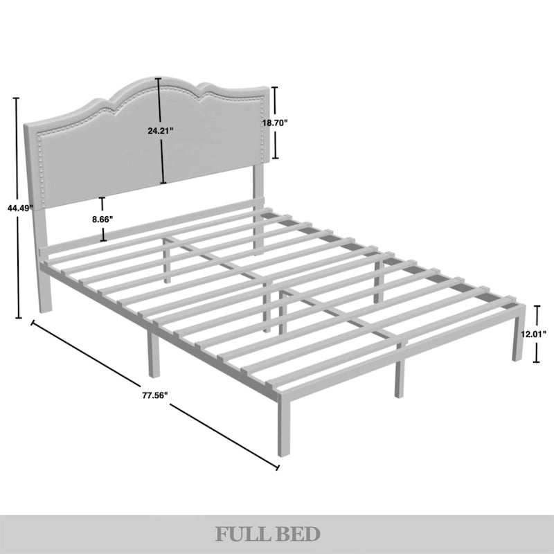 CraftPorch Elegant Linen Nailhead Upholstered Platform Bed
