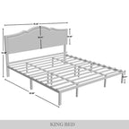 CraftPorch Elegant Linen Nailhead Upholstered Platform Bed