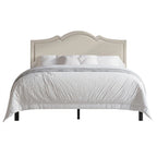 CraftPorch Elegant Linen Nailhead Upholstered Platform Bed